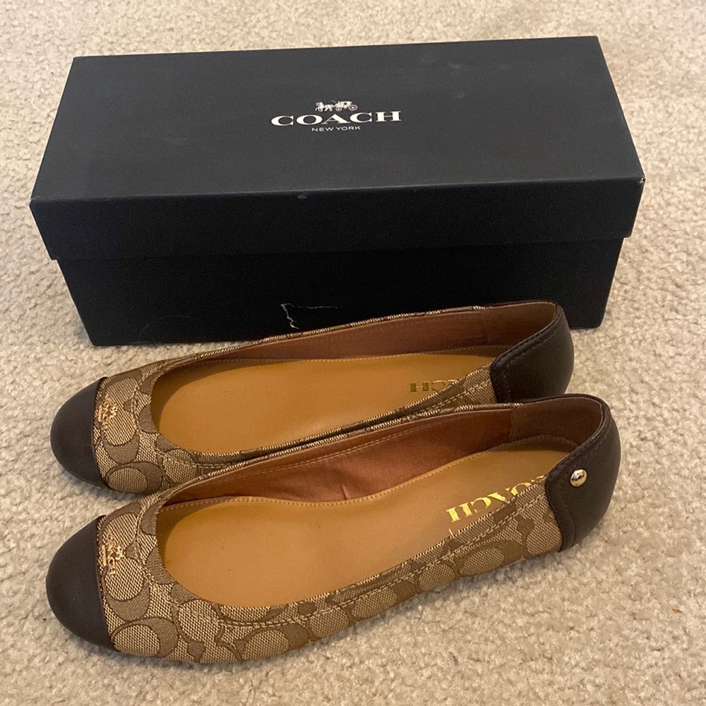 Brown Coach logo flats women’s 9.5